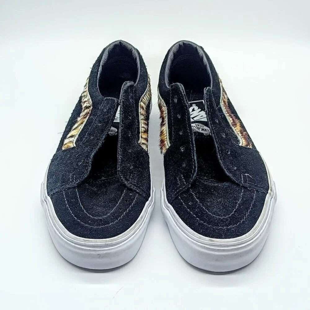 Vans Unisex Black Animal Print Suede Low Top Lace Up Sneakers